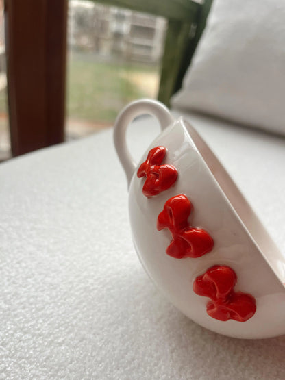 Seramik Fiyonk Kupa %100 El Yapımı Perabutikdesign