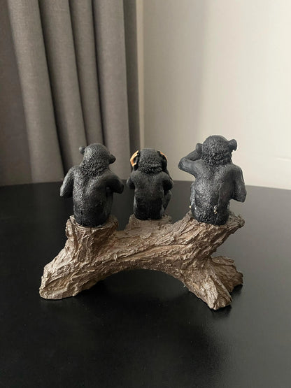 3 Maymun Dekoratif Heykel, Biblo 12*15 Cm. Perabutikdesign